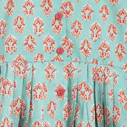 Campana Kids Green & Peach Cotton Printed kurti & Salwar image 5