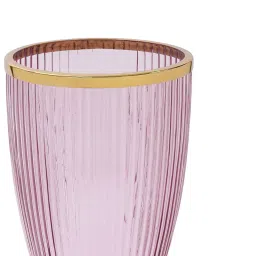 Pure Home and Living Pink & Gold Glass Ribbed Tall Candle Holder With Stand image 5