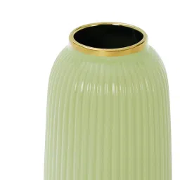 Pure Home and Living Green Ceramic Ribbed Vase image 5