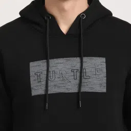 Turtle Black Relaxed Fit Logo Printed Hooded Sweatshirt image 5