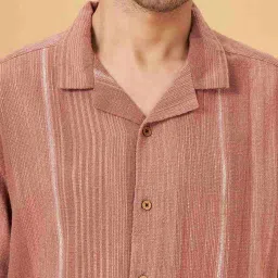 7 Alt By Pantaloons Rust Cotton Relaxed Fit Striped Shirt image 5