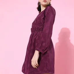 BAESD Floral Printed Puff Sleeves Fit & Flare Dress image 4