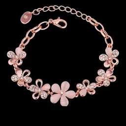 Shining Diva Fashion Rose Gold-Plated Crystals Studded Charm Bracelet-picture-16