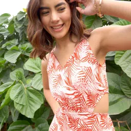 Rare Women Red Colour Maxi Abstract Dress image 5