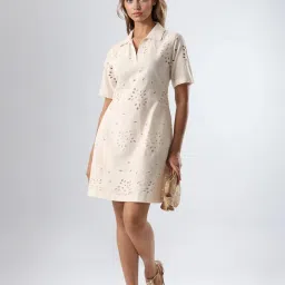 RAREISM Off White Cotton Embroidered Dress image 5
