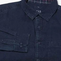 GAP Blue Cotton Slim Fit Solid Shirt image 5