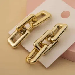 TheVineGirl Gold-Plated Geometric Shaped Drop Earrings-picture-25