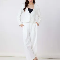 Zink London White Regular Fit Formal Trousers image 5