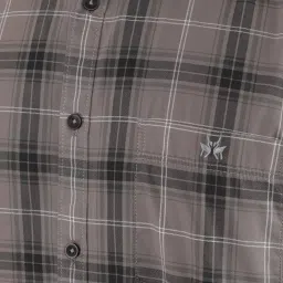 Crimsoune Club Grey Cotton Slim Fit Checks Shirt image 5
