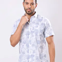 Stylox Men Classic Fit Floral Printed Spread Collar Cotton Casual Shirt-image-33