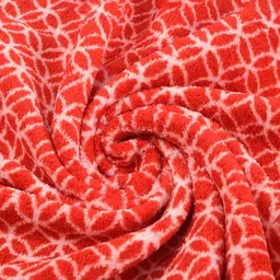 Kuber Industries Red & White 2 Pieces Printed Microfiber 280 GSM Bath Towels image 2