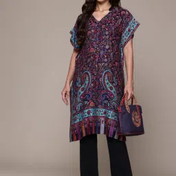 Aarke Ritu Kumar Blue Paisley Shrug-image-90