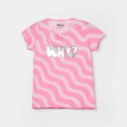 Fame Forever by Lifestyle Girls Light Pink Cotton Striped T-Shirt-picture-42