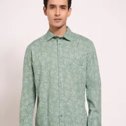 Peregrine By Pantaloons Green Cotton Regular Fit Printed Shirt-picture-12