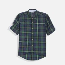 Allen Solly Kids Blue Checks Slim Fit Shirt-image-9