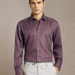 Louis Philippe Purple Cotton Regular Fit Texture Shirt-picture-32