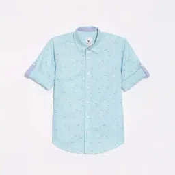 Allen Solly Kids Blue Printed Slim Fit Shirt-image-85
