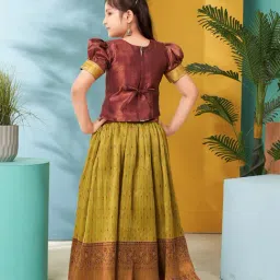 Aarika Kids Maroon & Green Embroidered Lehenga with Choli image 2