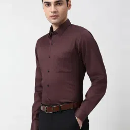 Peter England Maroon Cotton Slim Fit Formal Shirt image 4