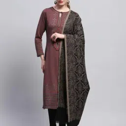 Monte Carlo Women's Black Winter Self Design Shawl-picture-15