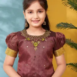 Aarika Kids Maroon & Green Embroidered Lehenga with Choli image 5