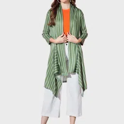 BUYNEWTREND Green Striped Shrug-picture-19