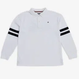 Tommy Hilfiger Kids White Logo Relaxed Fit Polo T-Shirt-image-53