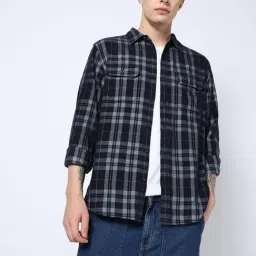 GAP Navy Cotton Regular Fit Checks Shirt-picture-26