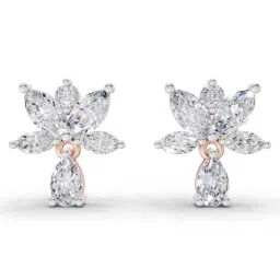 Sparkles 14k (585) Rose Gold Lab Grown Diamond 1.49 CT Lotus Diamond Earrings-image-66