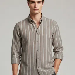 Celio Men Classic Fit Vertical Striped Button-Down Collar Cotton Casual Shirt-picture-16