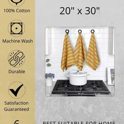 fingercraft 6Pcs Yellow & Red Striped Pure Cotton Kitchen Towels image 3