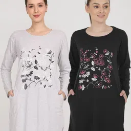 DDASPRATION Women Floral 2 Printed Pockets T-shirt-picture-12