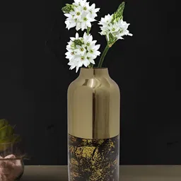 Cocovey Homes Yellow & Black Abstract Printed Metal Vase-image-37