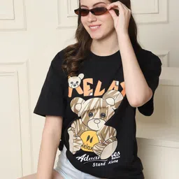 Tromko Women Graphic Printed Round Neck Cotton Relaxed Fit T-shirt image 2