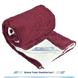 FABINALIV Maroon & White Geometric Woollen Mild Winter 600 GSM Double Bed Comforter image 4