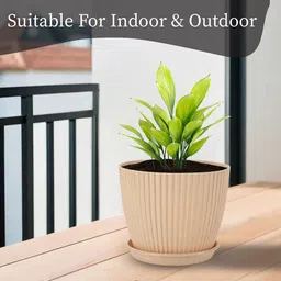 Kuber Industries 6-Pieces Pink & Beige Textured Planters image 5