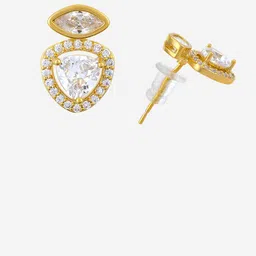 Kushal's Fashion Jewellery Gold-Plated Zircon Studded Geometric Shaped Studs image 3