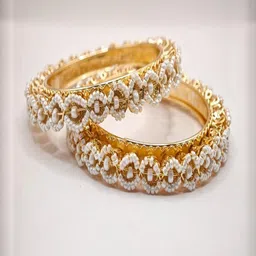SAPRAA TRENDS Women Set Of 2 Gold-Plated Pearl Beaded Bangles-picture-34