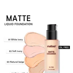 Maliao Matte Oil Free & Waterproof Liquid Foundation - 30 ml - Natural Beige 03 image 2