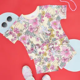 Pantaloons Junior Cotton Knit Half Sleeves Floral Printed Shorts Set  - Tender Yellow-image-95