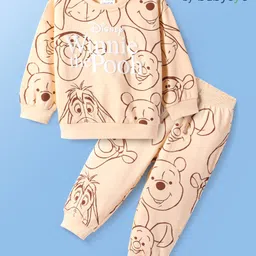 Babyoye Disney Terry Knit Full Sleeves Winnie The Pooh Printed Sweatshirt & Lounge Set - Peach-picture-33