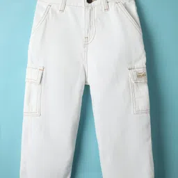 US Polo Assn Cotton Knit Full Length Solid Coloured Jeans-White-image-43