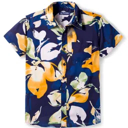 Pine Kids Viscose Woven Half Sleeves Shirt With Floral Print - Navy Blue-picture-15