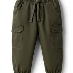 Babyhug Twill Woven Full Length Solid Colour Trouser Pant With Stretch - Olive Green-picture-20