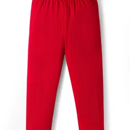 Doodle Poodle Cotton Elastane Knit Full Length Solid Colour Legging - Red-picture-29