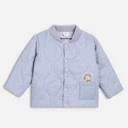 MINI KLUB Cotton Woven Full Sleeves Monkey Patch Detailed Light Winter Jacket - Blue-picture-27