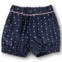 JusCubs Cotton Woven Floral Printed Shorts - Navy Blue-image-38