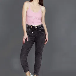 Ira Collections Women Comfort Jogger High-Rise Light Fade Stretchable Jeans image 3