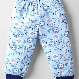 OHMS Single Jersey Knit Full Length Lounge Pant With Animal Print Pack Of 2 - Light Blue & Grey image 2