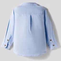 Bonfino 100% Cotton Knit Full Sleeves Oxford Shirt With Embroidery Details - Light Blue image 3